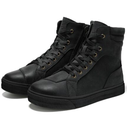 RIDEIRON Retro Black Leather Protective Anti-slip Motorcycle Riding Boots